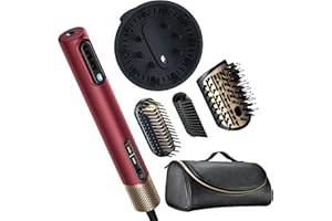 INFINITIPRO BY CONAIR Infiniti PRO CONAIR 5-in-1 Hair Drying Wand, Straightener, and Styler, Ionic All-in-One Digital Motor Blow Dryer, Includes 4 High-Performance Attachments, Cherry Red