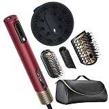 Infiniti PRO CONAIR 5-in-1 Hair Drying Wand, Straightener, and Styler, Ionic All-in-One Digital Motor Blow Dryer, Includes 4 High-Performance Attachments, Cherry Red