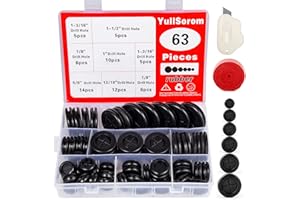 YullSorom 63Pcs 6 Sizes Rubber Grommet Kit, Double Sided Firewall Hole Plugs Wire Protection, Drill Hole 5/8" 13/16" 7/8" 1" 