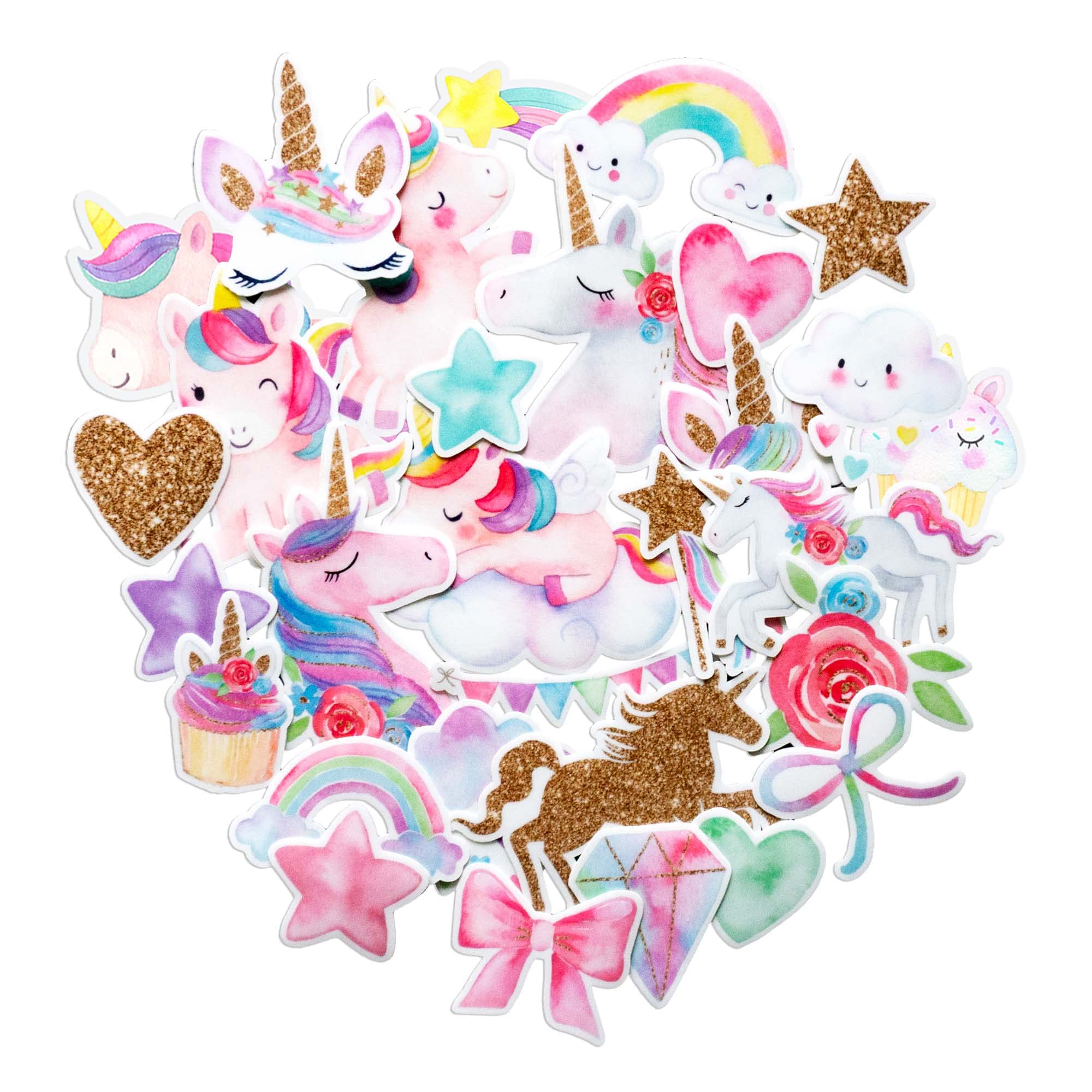 Navy Peony Magical Rainbow Unicorn Stickers (34pcs) – for Helmets, Water Bottles