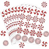 500Pcs Christmas Stickers Glitter Peppermint Candy Envelope Seal Decals Red White Self-Adhesive Xmas Paper Labels for Winter Holiday Invitation Greeting Card Scrapbook, 1.5 in