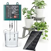Solar Drip Irrigation System with USB Charging, Indoor Outdoor Plant Watering Devices for 15 Potted Plants, Automatic Watering System IP44 Waterproof 2200mAh for Garden Farm Greenhouse(Green)