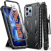 FNTCASE for iPhone 13 Pro-Max Case: Military Grade Shockproof Full Protective Rugged Cell Phone Cover with Kickstand & Belt-Clip Holster, Drop Proof Hard 13 Pro-Max Cases 5G - 6.7 Inch Black