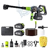 NYEONHRT 8.0Ah 1100PSI Cordless Pressure Washer Portable with 2 High-Density Battery, Powerful Brushless Motor, 3 Pressure Levels, 6-in-1 Nozzle, Foam Cannon, for Car Yard Cleaning Garden Watering