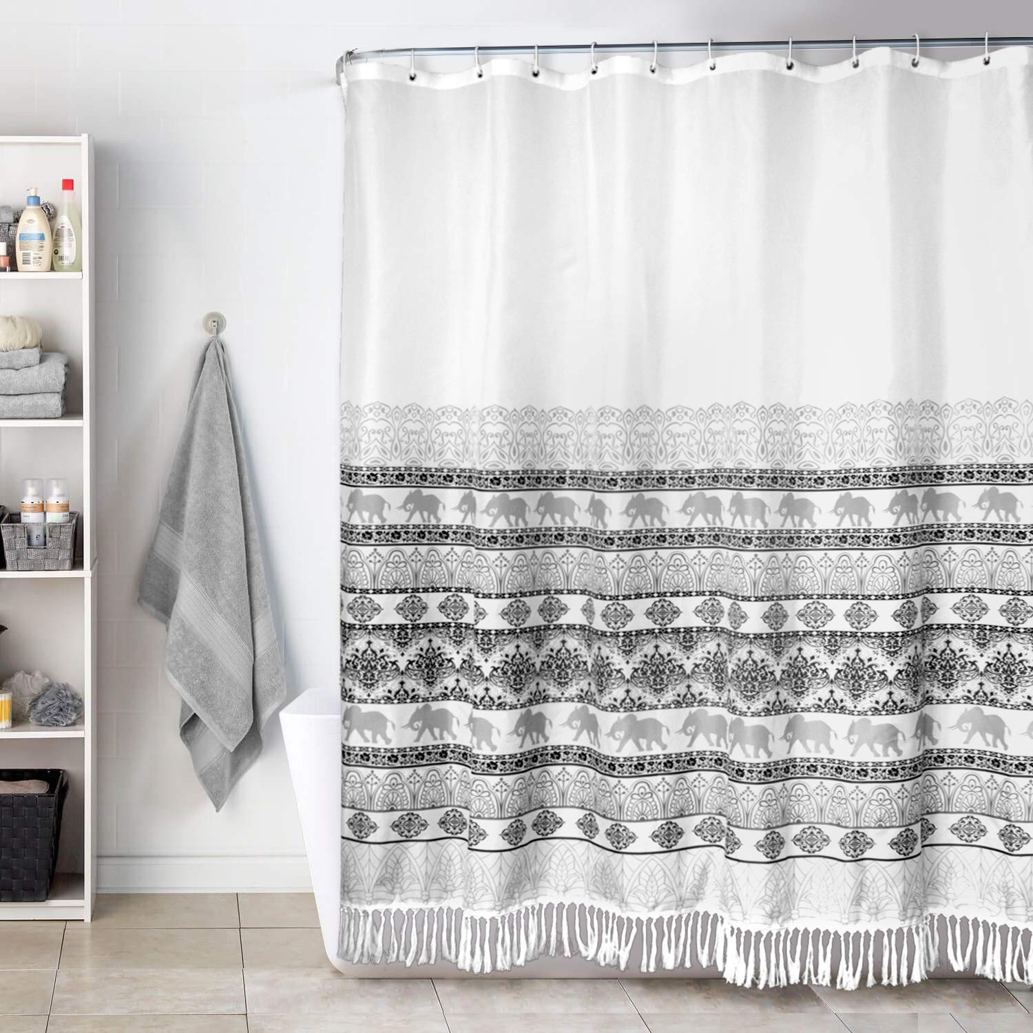 Lifeel Boho Tassel Shower Curtain Elephant Amazon.in Home & Kitchen