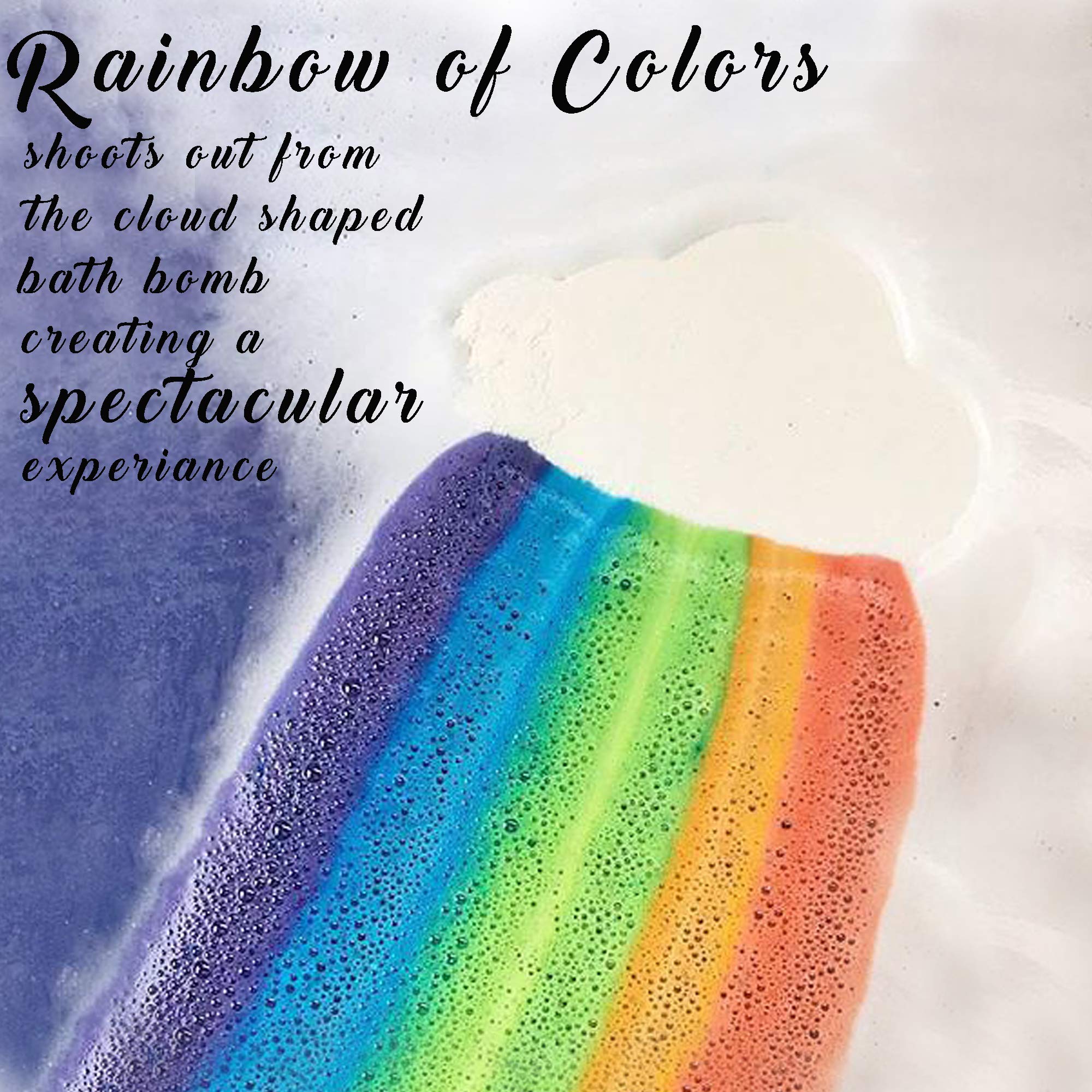 Rainbow Bath Bombs for Kids- Natural and Organic Bubble Bath Bombs w/Moisturizing Shea Butter and Natural Oils, 4 Large Unicorn Cloud Bath Bombs for Girls, Boys, Women, Birthday Gift for Her