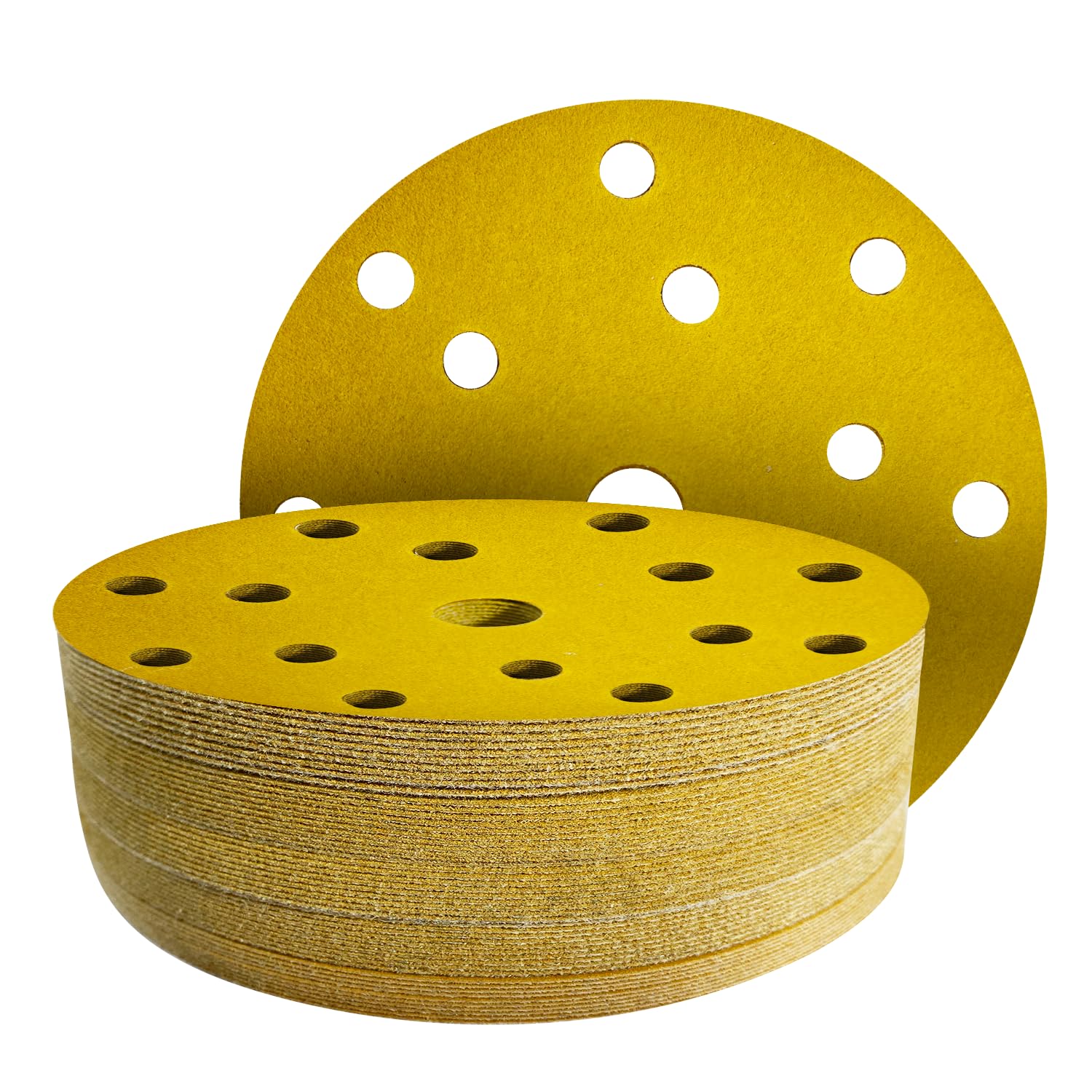 GZKTY 70Pcs 150mm Sanding Discs - Professional Grit 150 Sanding Discs - 15 Hole for Random Orbital Sander - Aluminium Oxide Abrasive Car Dry Sanding Sand
