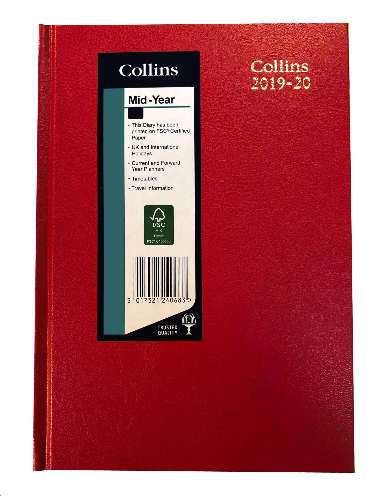 Collins 38M A5 Week to View 2019-2020 Desk Diary - Red