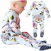 Posh Peanut Footie Pajamas for Baby Girls – Sleepers in Ultra-Soft Viscose from Bamboo with 2-Way Zipper & Ruffle Trim