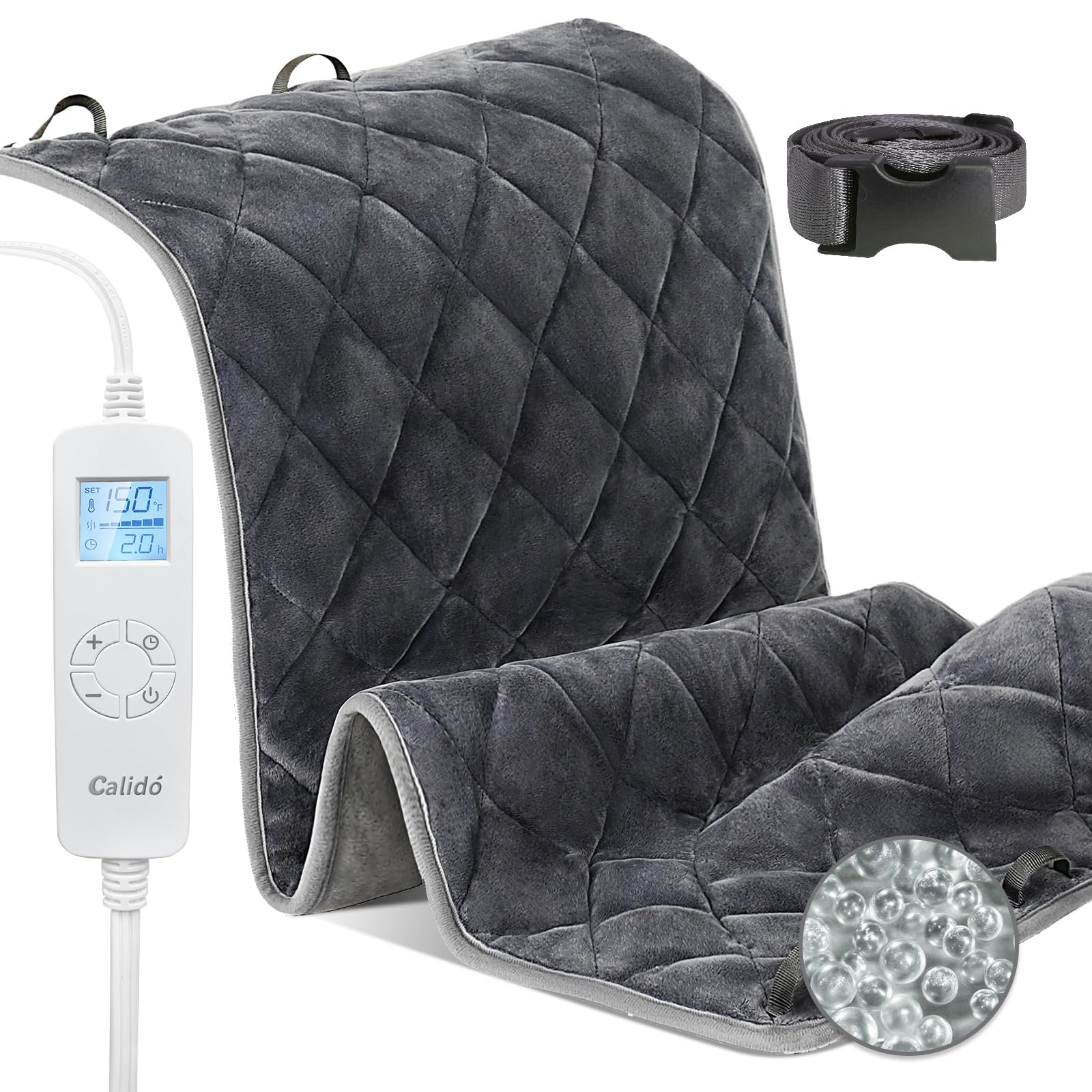 Photo 1 of Weighted Heating Pad for Back & Cramps Relief, 17" x 33" Extra Large Electric Heat Pad with Waist Belt for Neck Shoulders