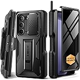 TONGATE for Z Fold 5 Case, with S Pen Slot &amp; Privacy Screen, Black | Kickstand &amp; Belt Clip, Anti-Spy, Holster, Hinge Protection, Full-Body Military Drop Phone Case for Samsung Galaxy Z Fold 5