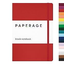 PAPERAGE Blank Journal Notebook, (Red), 160