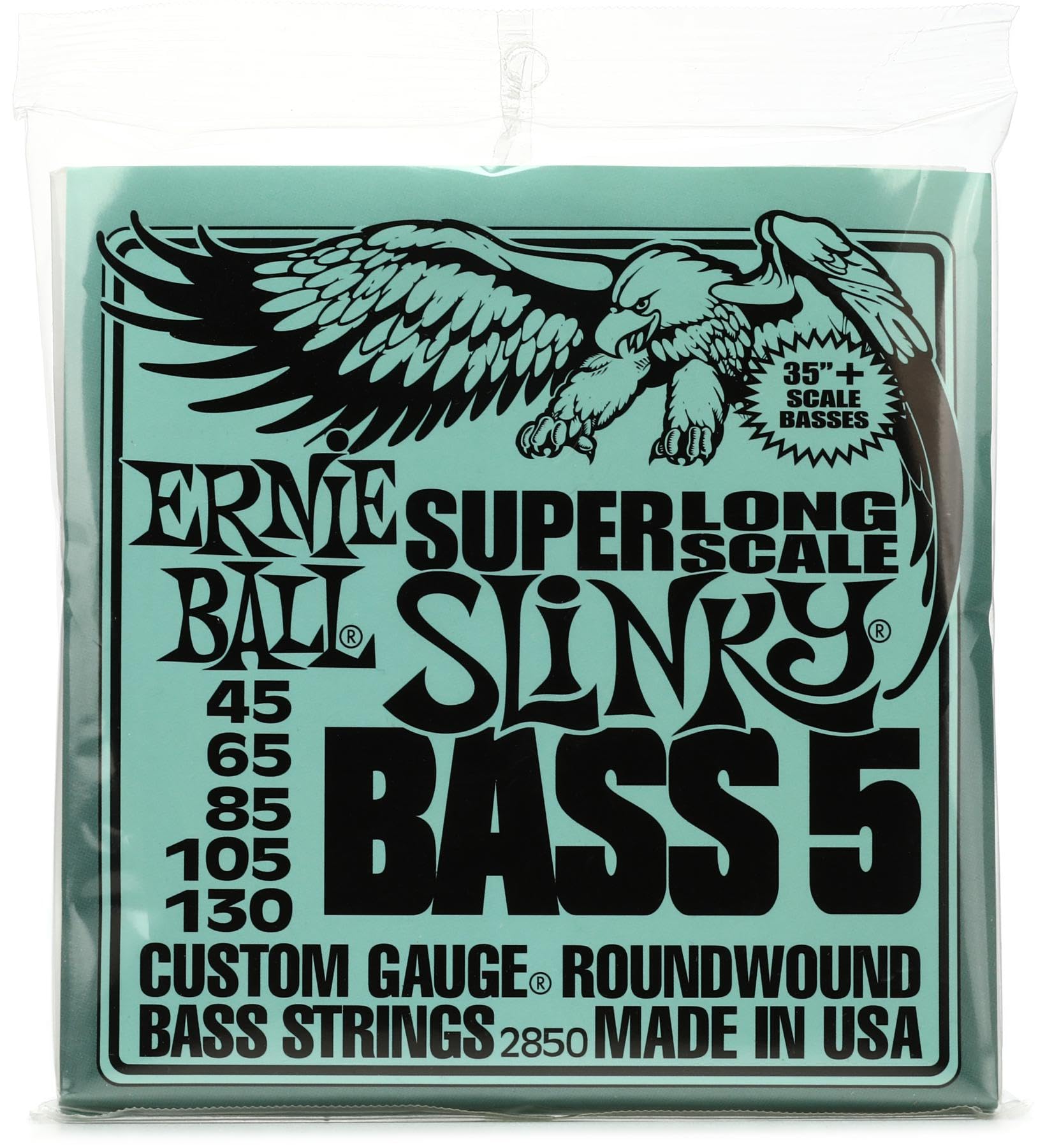 Ernie Ball P02850 Bass 5 Slinky Super Long Scale Electric Bass Strings - 45-130 Gauge