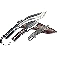 MASUM 10” Blade Authentic Afghan Kukri, Afghan OEF Khukri, Handmade Military khukri, Carbon Steel, Rosewood Handle, Brown Leather Scabbard Full Tang Khukuri w/ 2 extra small knives