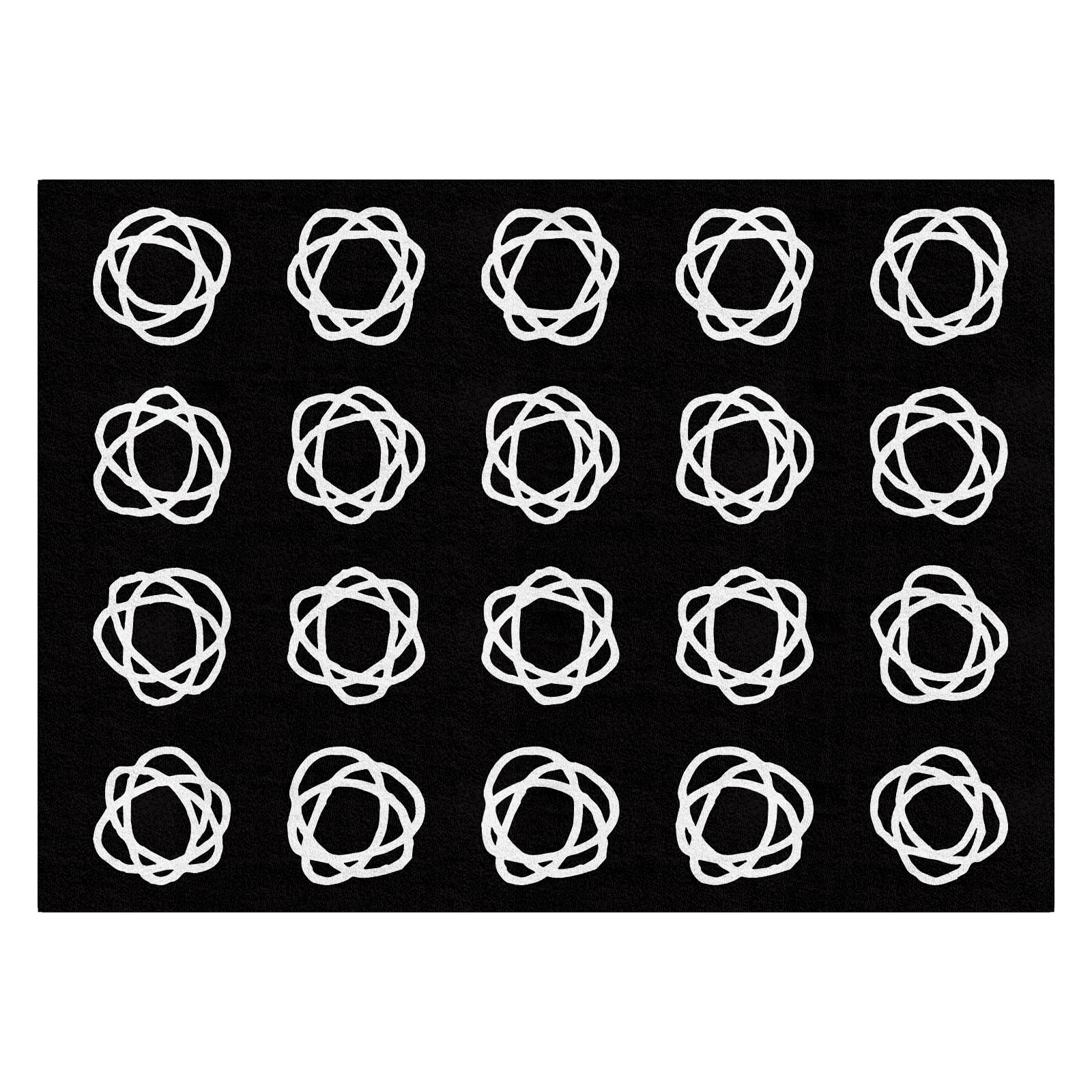 Photo 1 of Black Classroom Rug with White Circles Abstract, Educational Area Rug, 6×8.4ft Large Carpet for Kids Room/Playroom/Elementary/Daycare/Preschool, Seats 20