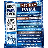 to My Papa 50X60 Soft Throw Blanket 310 Grams Blue Throw Gifts for Papas Meaningful Father's Day Present for Your Papa from Grandkids at Christmas