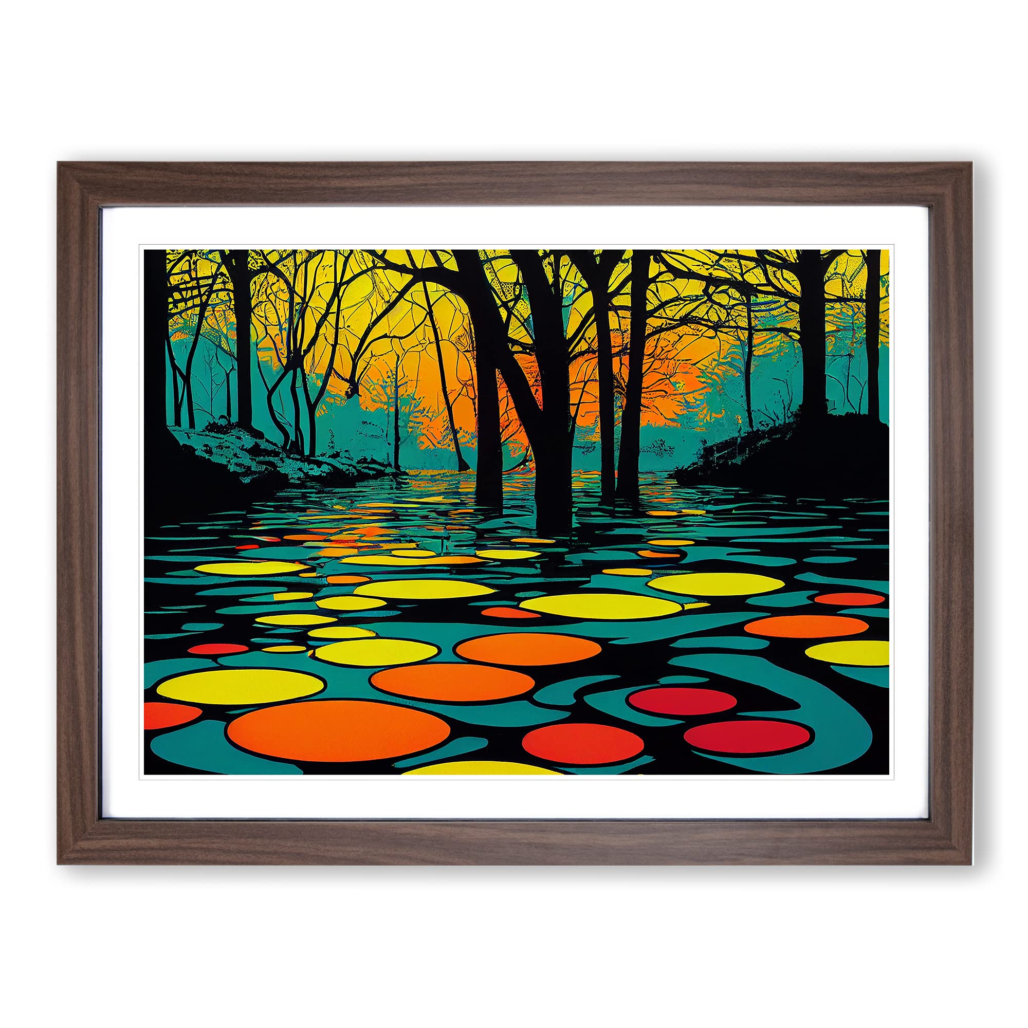 Artsy Forest Framed Print | A4 Walnut Framed Wall Art | Ready to Hang | Modern Landscape Picture | Living Room Bedroom Lounge Office
