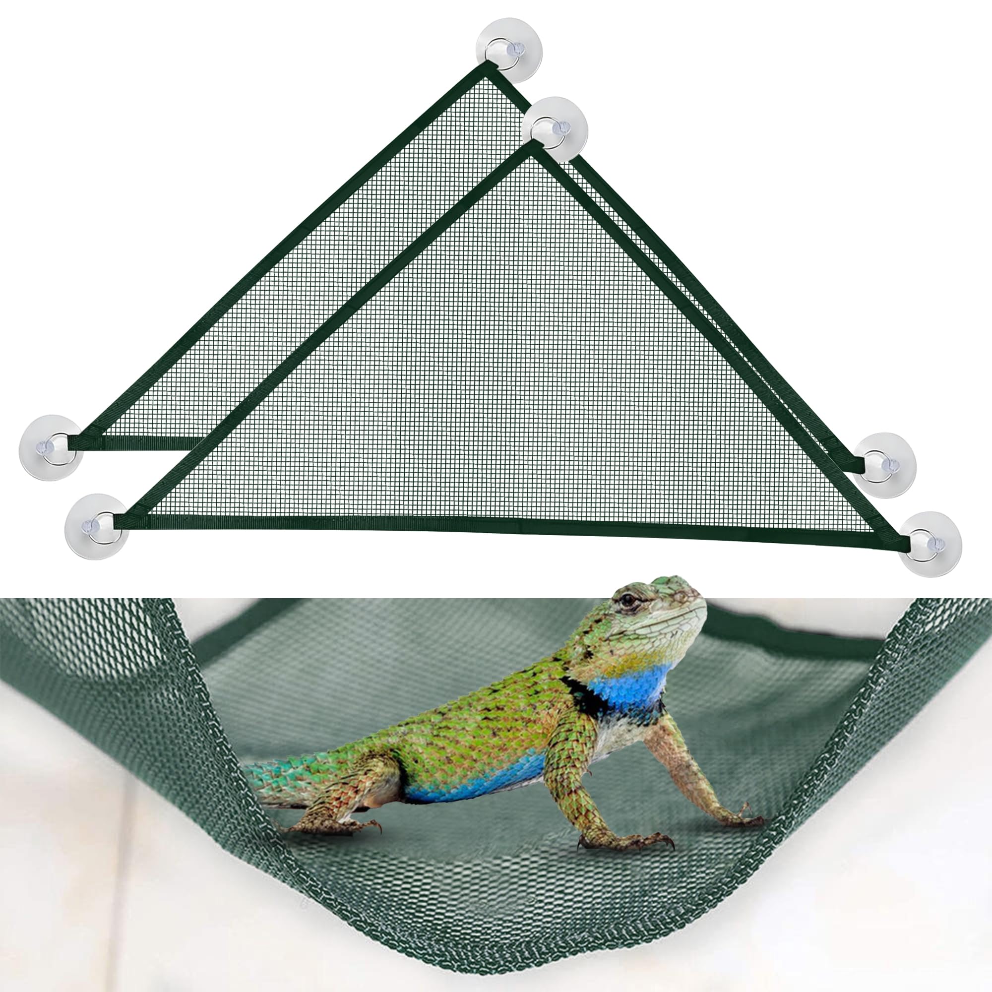 CQJ 2 Pcs Bearded Dragon Lizard Hammock, Geckos Hammock, Breathable Mesh Reptile Hammock, Suitable for Large & Small Bearded Dragons Anole Geckos Lizards or Snakes（Green）