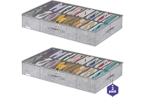 Friday Monkey Large Shoe Storage Boxes Fit 16x2 Pairs, Shoe Organizer for Closet with Clear Cover, Space Saving Foldable Shoe Sneaker Container Bin Holder, 37.8"x23.6"x5.9", White Black, ZMXXUBS16P2