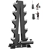 HANDBODE A-Frame Dumbbell Rack, Barbell Storage &amp; Landmine Attachment | Dumbbell Weight Stand, Heavy-Duty Space-Saving Storage Organizer, Sturdy Dumbbell Holder for Home Gym