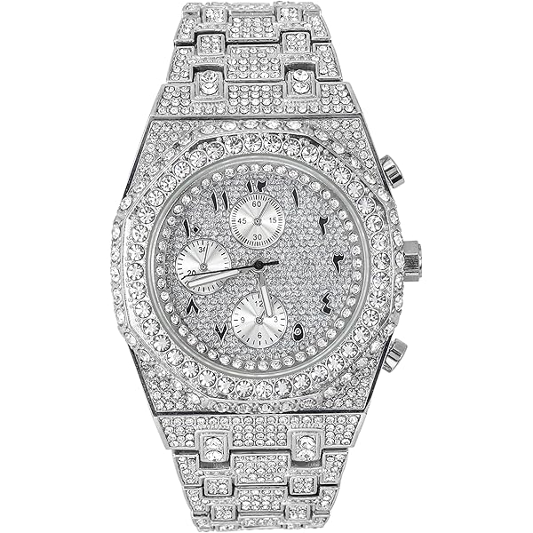 Amazon.com: Men's Iced Out 43mm Octagon Shape Watch, Quartz