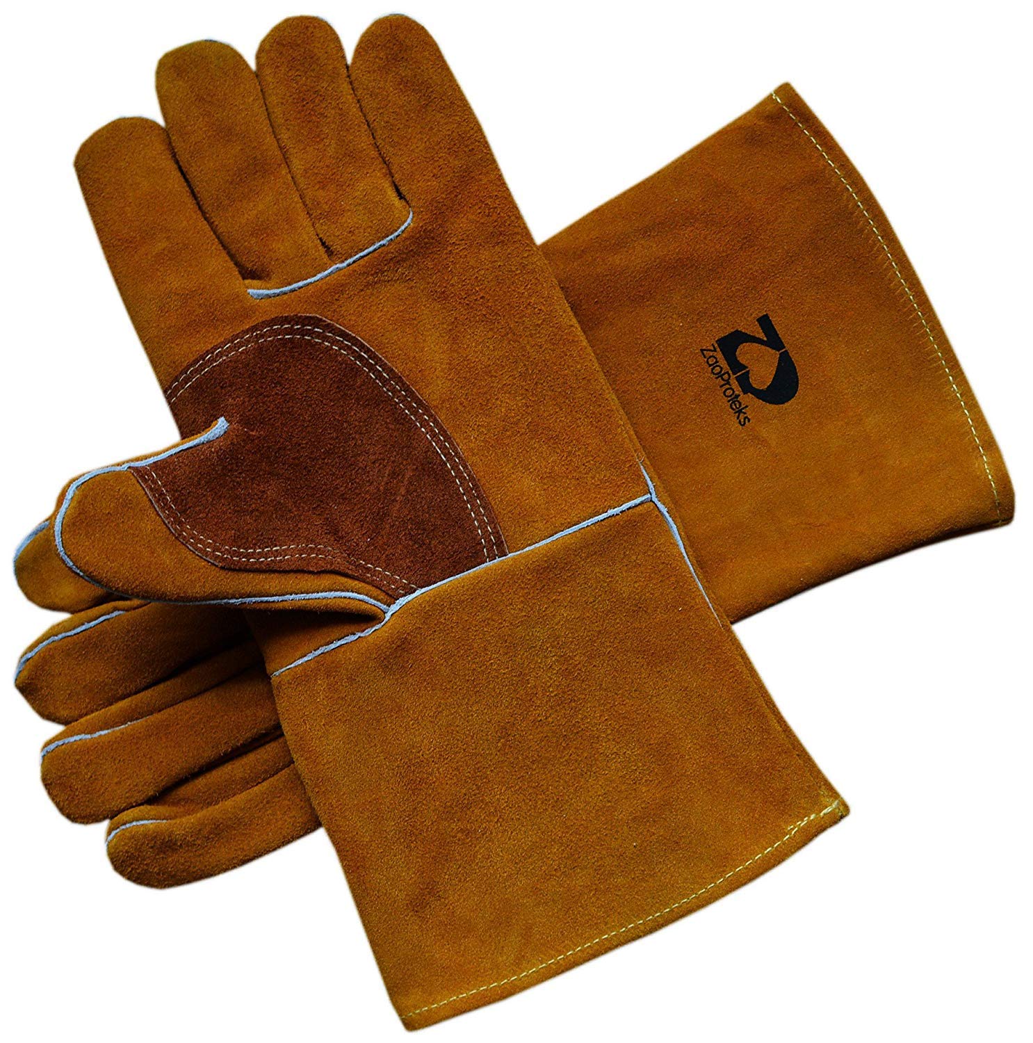 ZaoProteks ZP1709 Cowhide Leather Heat Resistant Welding Gloves,Work Gloves -for Welding/Gardening/Camping/Fireplace/Hearth/Stove/Barbecue and so on