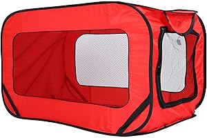 BOYUZHE 36 Inch Foldable Dog Crate for Large Dogs - Portable Travel Kennel with Mesh Windows & Waterproof Cover - Indoor Outdoor Pop-Up Dog Cage for Car, Camping (Red)