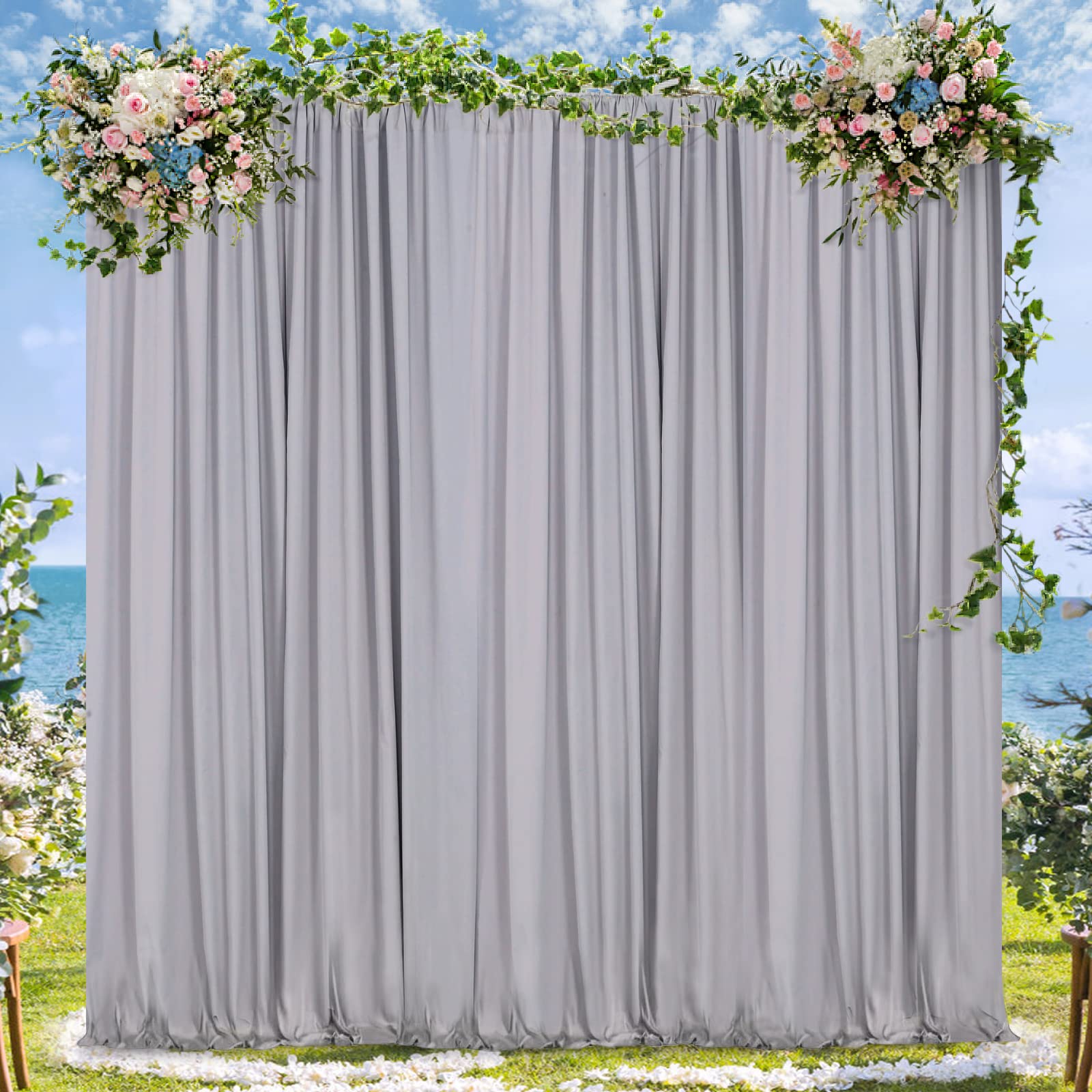 Grey Backdrop Curtains Photo Backdrop Drapes: 30ft