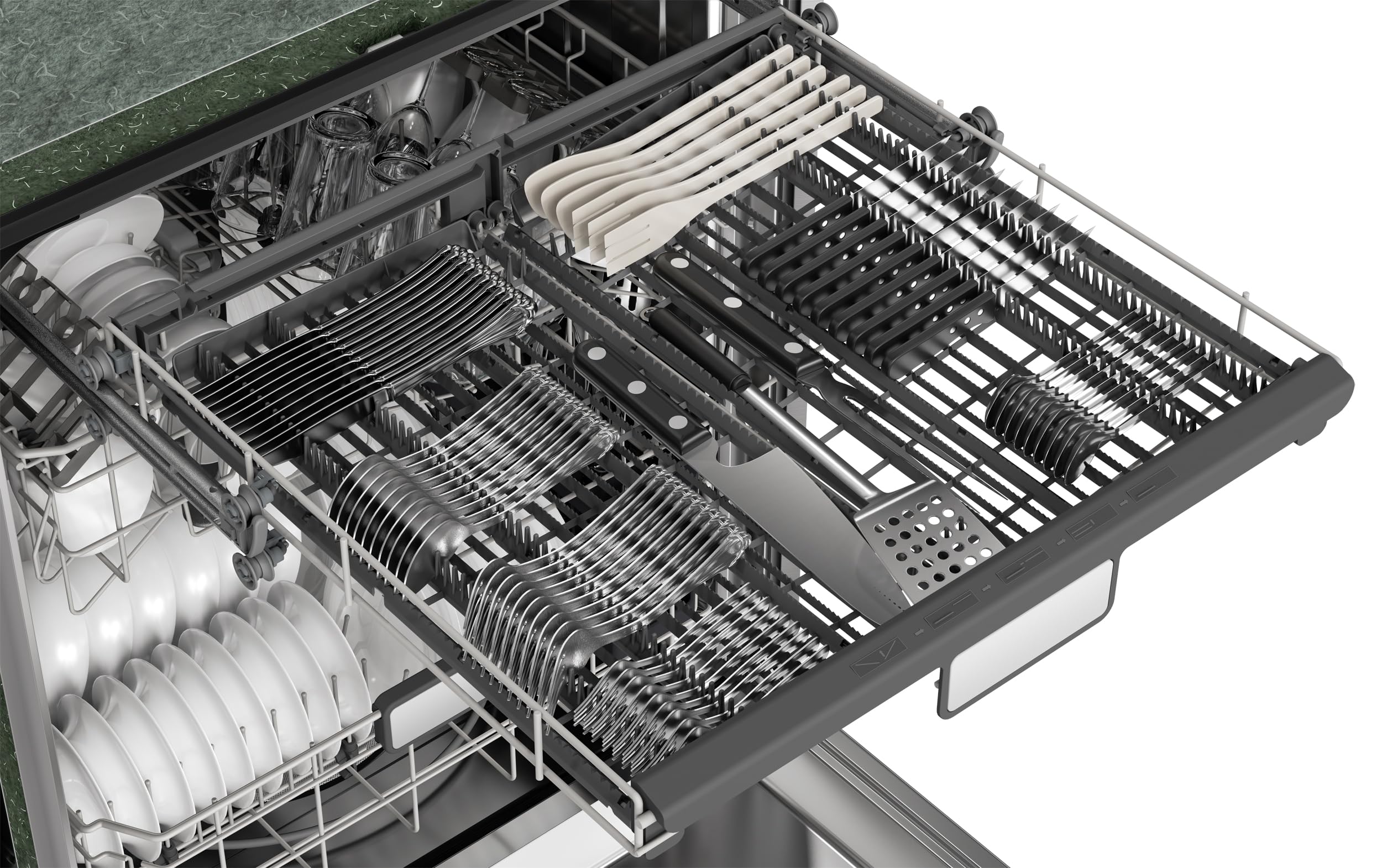 Sharp SDW6736MS 24-inch Stainless Steel Dishwasher, Third Rack, Library Quiet 47 dB, Power Wash Sprayer