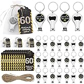 TKNOUS 60th Birthday Party Favors for Guests, 25 Set Nail Bottle Opener Keychains Thank You Cards White Drawstring Organza Bags for Party Birthday Decorations Souvenirs
