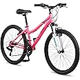 Pacific Cavern Mountain Bike for Youth or Adult Boys Girls, 7 or 21-Speed Twist Shifter Options, 20/24/26-Inch Wheels, 11 to 17.5-Inch Steel Frame, Front Suspension, Kickstand Included