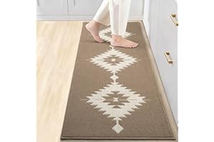 UNIBATH Kitchen Floor Mats Boho Non-Slip,Washable Anti-Fatigue Standing Mat,Absorbent Resist Dirt Kitchen Runner Rugs,100% Po