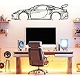 911 Silhouette Metal Car Wall Art, Sports Car, Automotive Silhouette Line Decoration, Minimalist Sculpture for Garage, Man Cave, Indoor Outdoor Wall Hanging, Gift for Boyfriend and Car Lovers (Black -