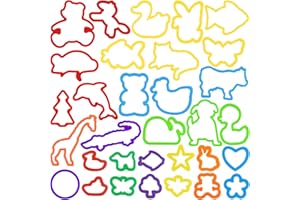 Oun Nana Dough Play Tools Set for kids, 32 PCS Dough Accessories with Animal Molds and Shaped Cutters, Plastic Cutters Toys f