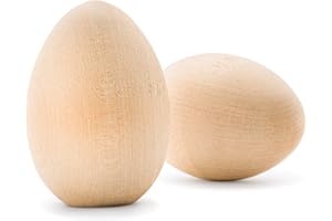 Fake Eggs to Paint, Pack of 25 Smooth Standable Wooden Eggs for Crafts, 2-1/2 Inch Wooden Easter Eggs Decor, Wood Chicken Eggs to Paint & Dye, by Woodpeckers