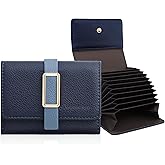 Pomelo Best Credit Card Holder RFID Wallet for Women, Small Leather Zipper Card Case with With 11 Card Slots Deep Blue