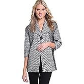 MULTIPLES Women's Three Quarters Sleeves Drop Shoulder 2-Pocket 1-Button Oversized Jacket