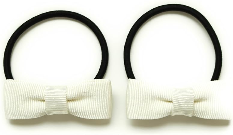 Amazon リリーアンドアリー Lily Ally 2個セット グログランリボン 白 ホワイト ヘアゴム 親子おそろい ママとお揃い キッズヘアアクセサリー パーティ 発表会 髪留め Ponytail Bow Holder ヘアアクセサリー おもちゃ
