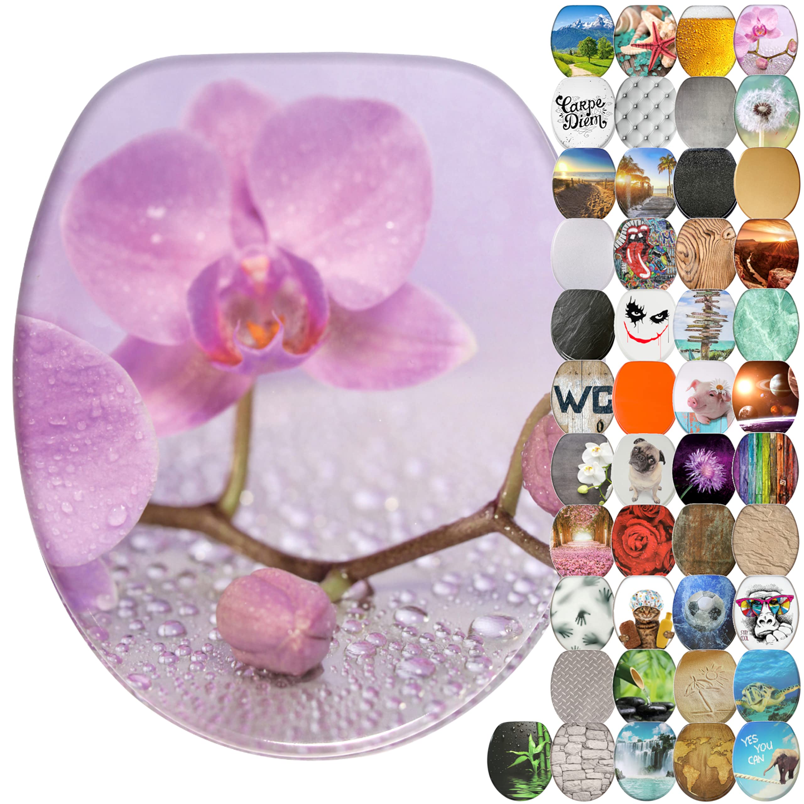 Sanilo Soft Close Toilet Seat, Wide Choice of New Toilet Seats, Stable Hinges, Easy to Mount (Blooming) โ image 1