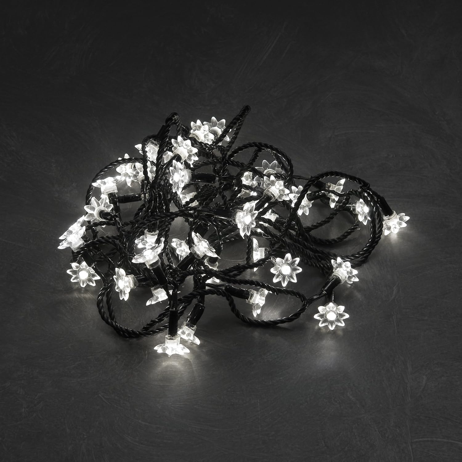 Konstsmide 3660-100 Micro-LED Light Set/For Outdoor or Indoor Use / 40 Plastic Flower Decorations/Warm White Diodes/Black Cable - Image 3