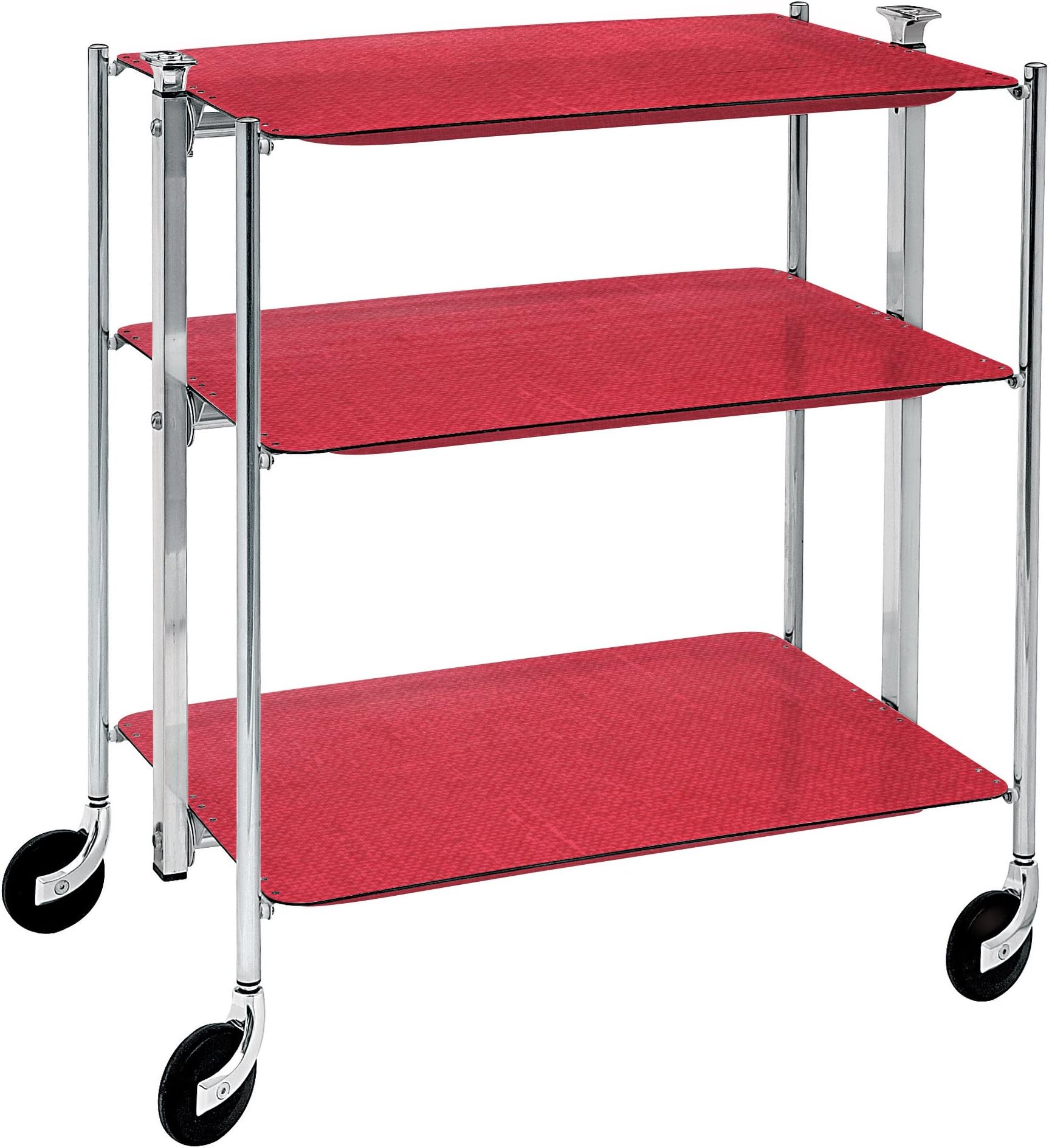PLATEX Textable Trolley 3 Shelves Laminated Grenadine/Chrome