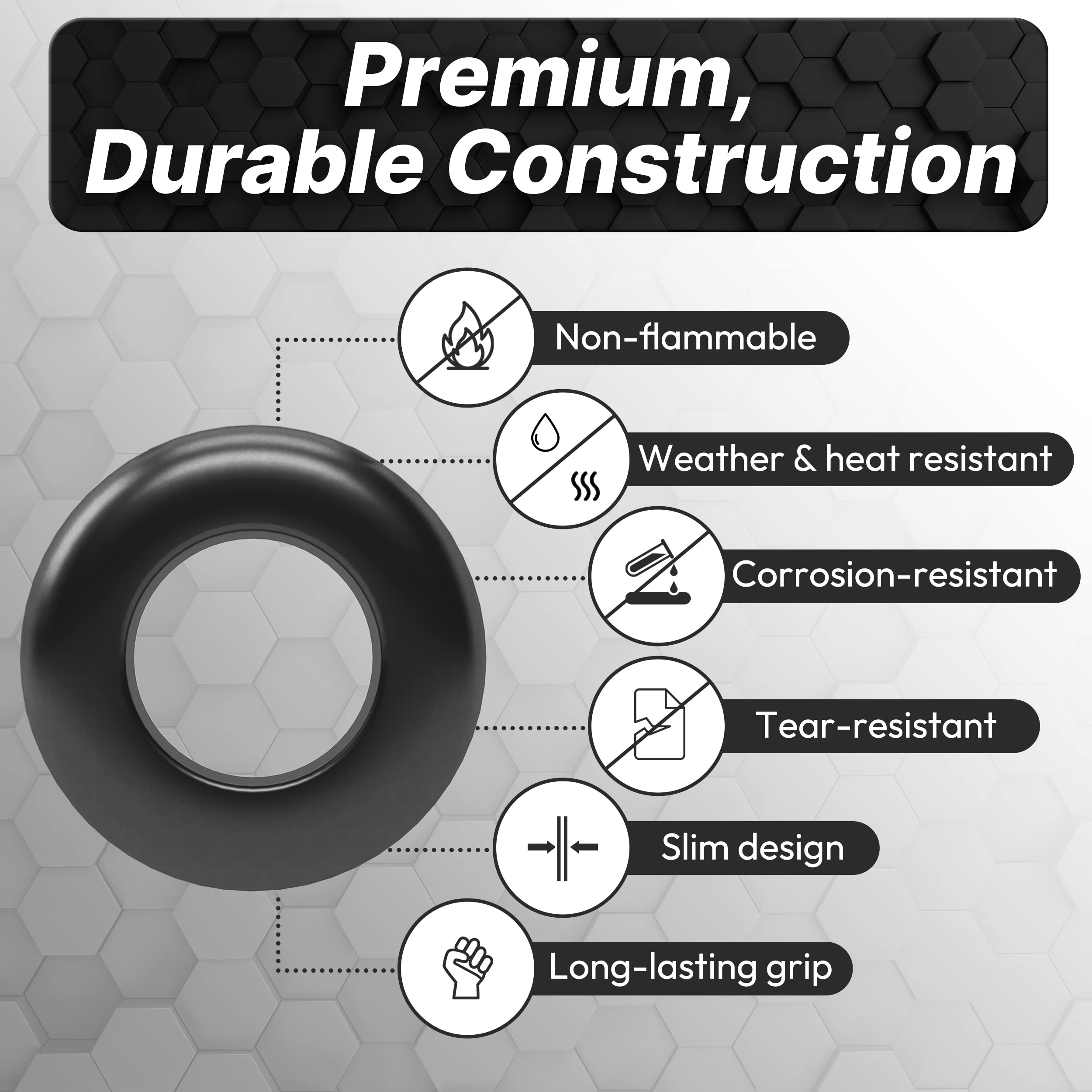 InstallGear 180pc Assorted Rubber Grommet Kit 8 Sizes (1/4", 5/16", 3