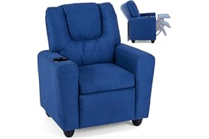 Costzon Kids Recliner Chair with Cup Holder, Adjustable Lounge Chair w/Footrest for Children Boys Girls Room, Ergonomic Toddler Furniture Sofa for Age 3+, Kids Recliner up to 150 lbs