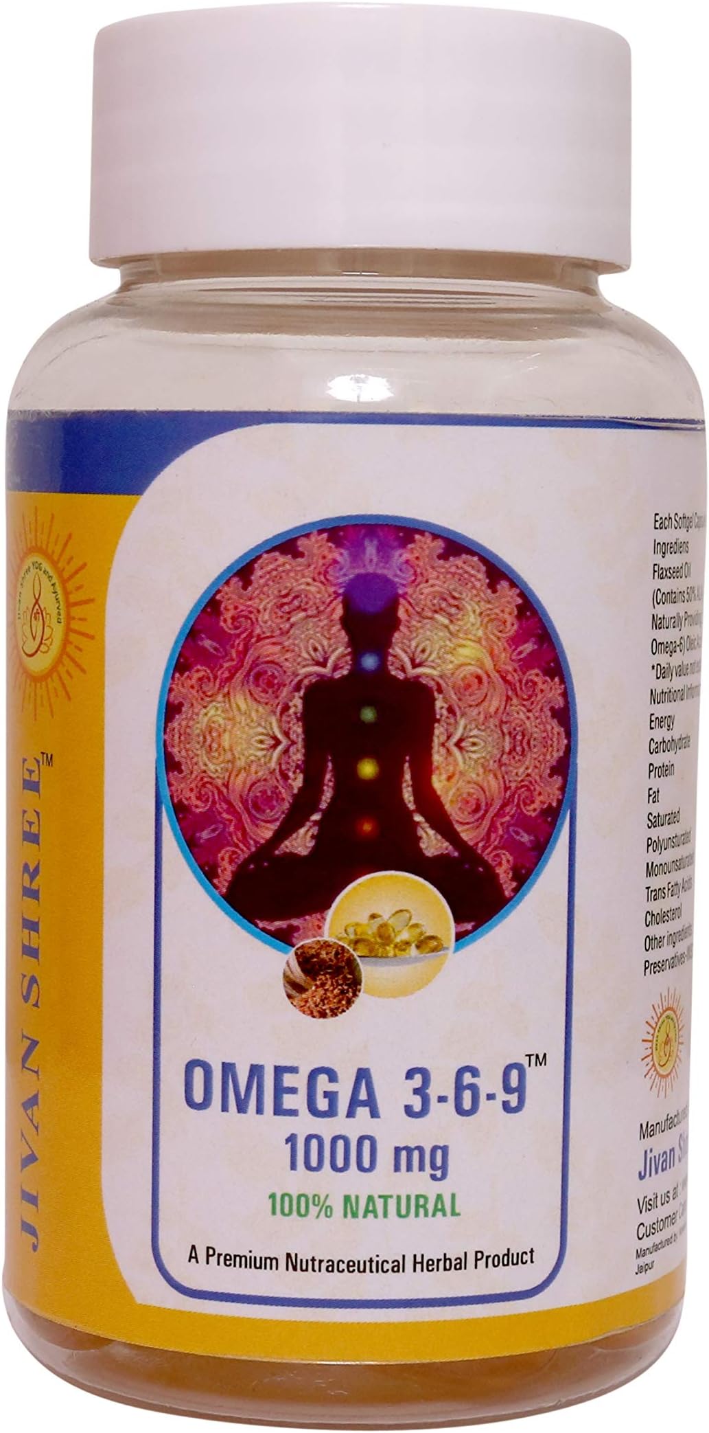Jeevan Shree J.S.Y.A Omega 3-6-9 Flaxseed Oil Softgel Herbal Extract and Vitamins, 60 Capsule