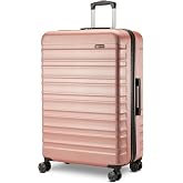 Amazon Basics 30" Hardside Large Checked Luggage, Expandable For Up to 15% More Space, Scratch-Resistant Surface, Four Multi-directional Wheels, Rose Gold