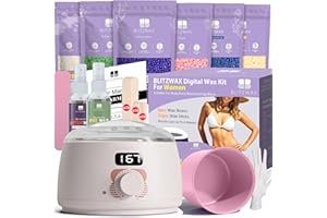 BLITZWAX Wax Hair Removal Kit for Women Rose Quartz Hard Wax Warmer for Sensitive Skin, Facial, Legs, Body and Brazilian, Complete Waxing Kit with 6 Packs Wax Beads for Beginners Self-Waxing at Home
