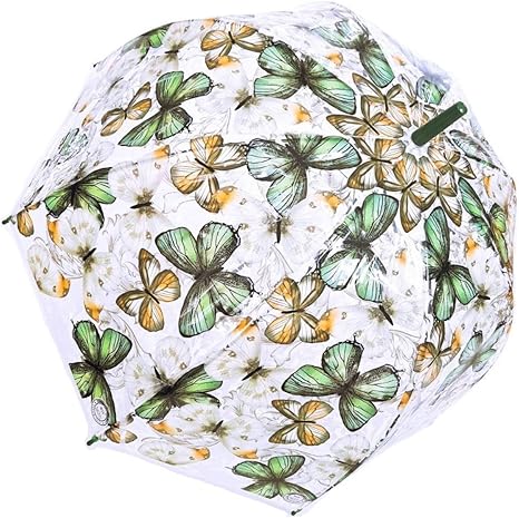 Amazon 道後雑貨店 緑 バタフライ 傘 レディース おしゃれ傘 ファッション ビニール傘 傘おしゃれ オリジナル カサアンブレラ 道後雑貨店 長傘 通販