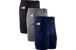 NELEUS Men's 3 Pack Running Compression Shorts with Pockets