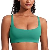 CRZ YOGA Butterluxe Square Neck Sports Bras for Women - Low Coverage Spaghetti Strap Yoga Wireless Padded Cami Crop Top