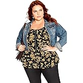 City Chic Womens Plus Size Top Quirky PRT
